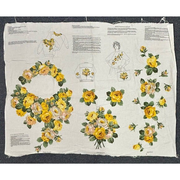 VTG Rose Fever Wearable Art Appliques Cranston Fabric Panel for Sweatshirts - Picture 1 of 14
